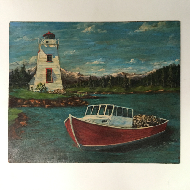 ARTWORK, Landscape (Medium) - Boat & Lighthouse (No Frame)
